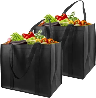 Imagen del producto de Bolsas reutilizables plegables, 2 unidades, 41x33x26 cm, para compras