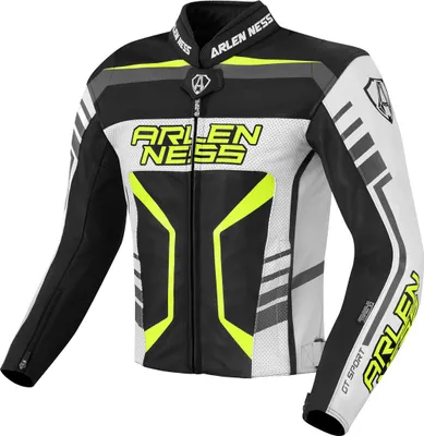 Obrázek produktu pro Kožená motocyklová bunda Arlen Ness Rapida 2, černá/bílá/neonově žlutá, 50