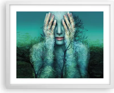 Produktbild von Gerahmtes Poster - Weißer Rahmen - Frau Natur Grafik - 50x40 cm - Wand Bild - Wanddeko - Wandbilder - Kunstposter - Wandposter - Bilderrahmen - Bilder - Kunstdruck - Wandbild - P2WAA50x40-4254
