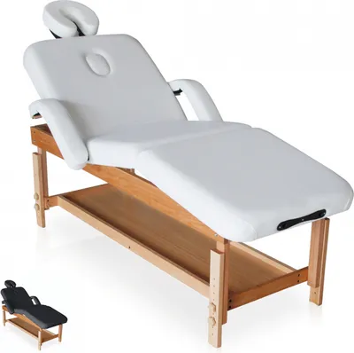 Image de Table de massage multi-position fixe en bois 225 cm Massage-Pro - Blanc