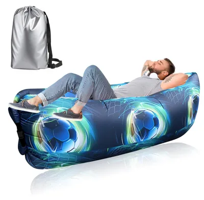 Aufblasbare Campingbank 230x70 cm, Outdoor-Luftkissen, Fußball-Design