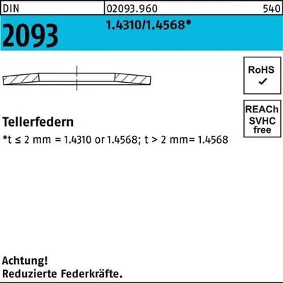 Produktbild von Reyher  Tellerfedern DIN 2093 18x9,2x0,7 (200 Stück)
