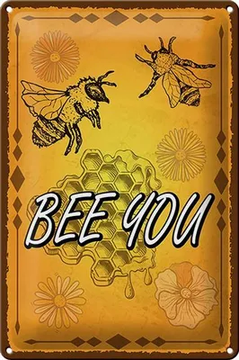 Produktbild von Blechschild Hinweis 20x30cm Bee you Biene Honig Imkerei