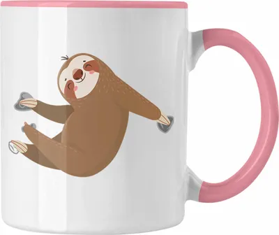 Produktbild von Trendation - Klettern Tasse Geschenk Outdoor Klettern Geschenkidee für Kletterer Faultier Grafik (Rosa)