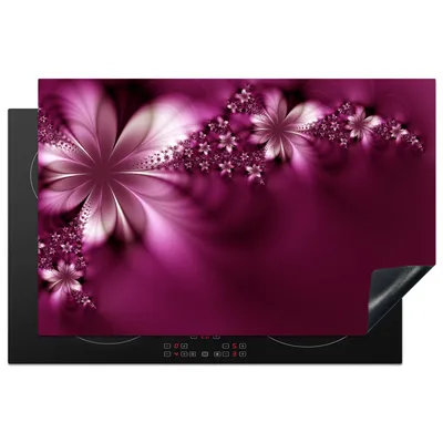 Produktbild von KitchenYeah© Herdabdeckplatte Rosa - Blumen - Abstrakt , 80x52cm, Küche Deko, Glaskeramikkochfeld Herdabdeckung, Abdeckplatte fùr Kochfeld