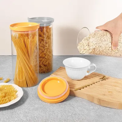 Image de Récipients à provisions avec couvercle en bambou - verre hermétique - set de 4