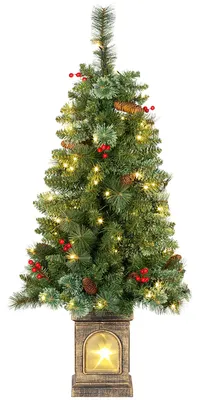 Produktbild von Künstlicher Weihnachtsbaum 120 cm Tannenbaum künstlich mit 100 LED Beleuchtung, 8 Modi, 214 Spitzen