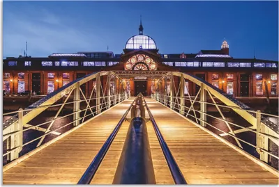 Produktbild von ARTland Wandbild Alu für Innen & Outdoor Fischmarkt Hamburg Größe: 60x40 cm