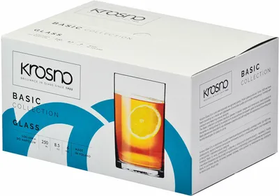 A box of Krosno Basic Collection glasses.