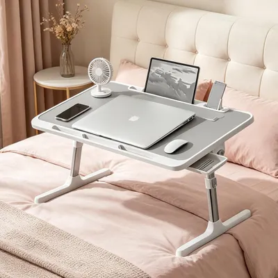 Produktbild von Verstellbarer Laptop-Tisch mit Ablage für das Bett