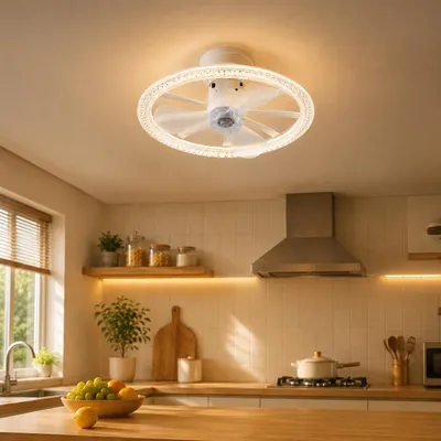Produktbild von weiß Deckenventilator LED Beleuchtung Lichtfarbe einstellbar 6 Geschwindigkeiten, timer Sommer und Wintermodus