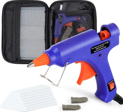 Homewit Heißklebepistole 20W Europäisches Standard-Heißklebepistolen-Set mit 60 Klebestiften und Aufbewahrungstasche für DIY Kunst schnelle Aufheizung