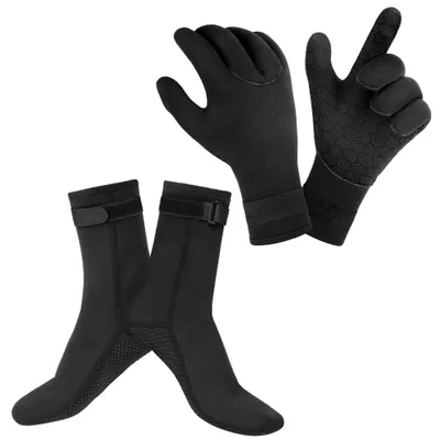 Image de Gants et chaussettes de plongée en néoprène, 3 mm, chauds, antidérapants, réglables, pour le surf