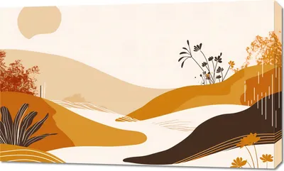 Produktbild von Bilder für das Wohnzimmer Boho modern 100x60cm Landschaft in Goldtönen