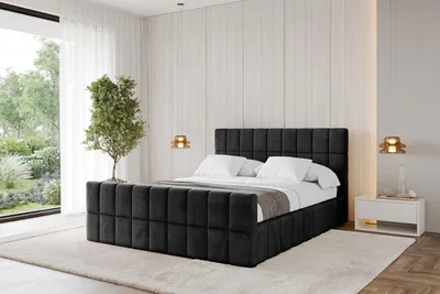 Produktbild von ALTDECOR Polsterbett mit Bettkasten - AMEA-Z 140x200 Schwarz - Bett mit Matratze H3/H4, Kopfteil und Fußteil, Boxbett, Doppelbett mit Stauraum