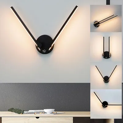 Produktbild von Schwarz Aluminium LED Wandleuchte 12W, Einstellbar Lampenarm 53cm, Warmweiß Nordic Wandleuchte Für Schlafzimmer Nacht Spiegel Vorne