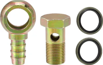 Image de 1 Ensemble M18x1.5 Banjo Verrouille Tuyau Barbillon Raccord avec Cuivre Rondelles Fer