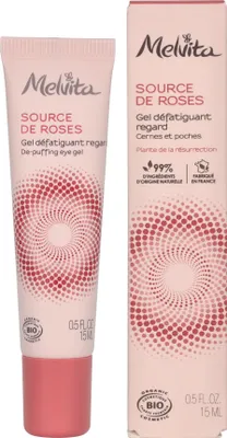 Produktbild von Melvita Source de Rose Awakening Eye Gel, Augengel, Frauen, Jeder Hauttyp, Antiaugenringe, Feuchtigkeitsspendend, Revitalisierend, Tube, AQUA/WATER - ROSA DAMASCENA FLOWER WATER - CENTAUREA CYANUS FLOWER WATER - GLYCERIN - HELIANTHUS...