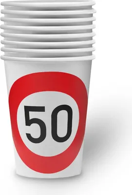 Produktbild von Becher Happy Birthday 50 – 8er-Pack, 250 ml, stilvolle Deko zum 50. Geburtstag