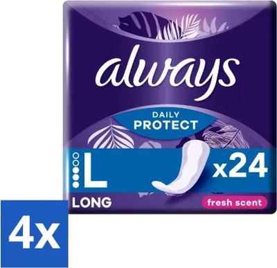 Image de Always – Protège-slips – Parfum frais longue durée – 24 protège-slips – Pack économique – 4 pièces