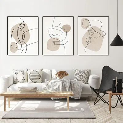 Abstrakte Leinwandbilder-Set, 3-teilig, 30x40 cm, schwarz-weiß