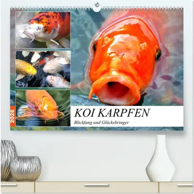 Produktbild von Koi Karpfen. Blickfang und Glücksbringer (hochwertiger Premium Wandkalender 2026 DIN A2 quer), Kunstdruck in Hochglanz