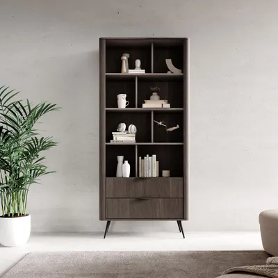 Immagine prodotto di Kada - Libreria, 88x38x194h cm Marrone Noce, 2 Cassetti