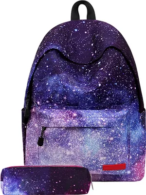 Produktbild von Rucksack, Schultasche, Sternenmuster, Teenager und Erwachsene, für Mädchen und Jungen, mit 1 Federmäppchen