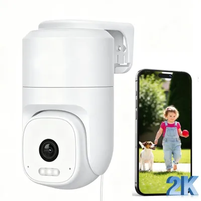 Produktbild von 2K Überwachungskamera Aussen WLAN Kamera Überwachung Außen 360°PTZ-Außenkamera mit Farbige Nachtsicht Aussenkamera für PIR-Bewegungserkennung