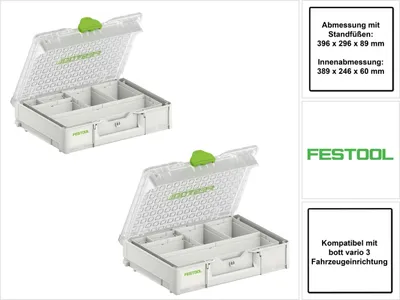 Zdjęcie produktu dla Festool Systainer Organizer SYS3 ORG M 89 6xESB 2 szt. ( 2x 204854 ) Walizka na drobne części z wkładanymi pudełkami