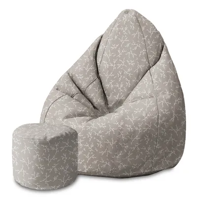 Immagine prodotto di Dreamroots Bean Bag 80x80x120cm Beanbag con schienale e sgabello e copertura Cuscino da terra Chill Sack Bubibag Beanbag Rami d'Autunno