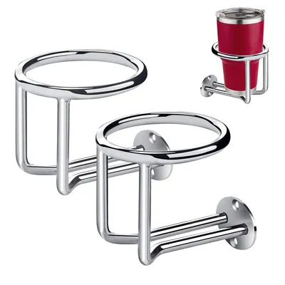Produktbild von Getränkehalter, 2er-Pack Edelstahlring-Getränkehalter, Ringinnendurchmesser 90 mm, Dicke: 10 mm, geeignet für Yachten, Wohnmobile