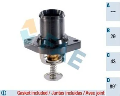 Produktbild von FAE Thermostat Kühlmittel 89°C passend für PEUGEOT 206 Schrägheck (2A/C) 206 CC (2D) 307 CC (3B) 307 (3A/C) für CITROËN C5 III Kombi (RW)