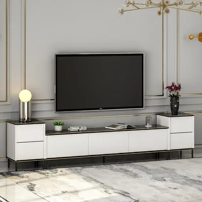 Produktbild von Cortin - TV-Schrank, 260x35x45 cm Weiß, 2 Regale