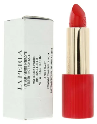 Imagen del producto de La Perla Matte Silk, labial mate en crema, color 104, tono rojo mandarina, 3.5 g. *Muestra