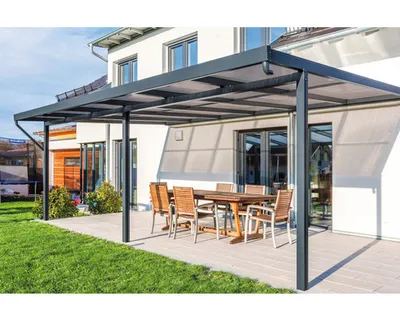 Produktbild von Terrassenüberdachung gutta Premium Polycarbonat bronze 611 x 506 cm anthrazit