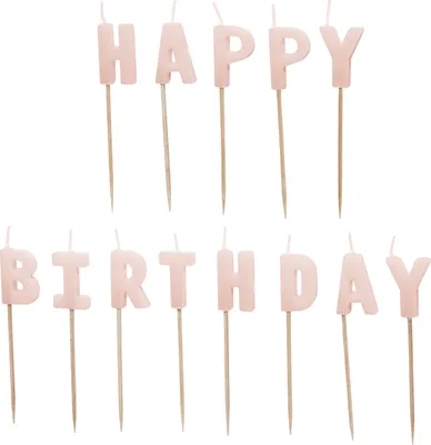 Image de Bougies d'anniversaire Happy Birthday 2,5cm rose