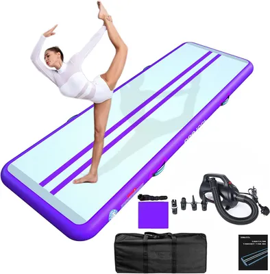 Produktbild von Aufblasbare Gymnastikmatte – Luftmatte für das Training – ideal für den Heimgebrauch im Sportbereich – inklusive elektrischer Pumpe – 200x100x10 cm – Lila