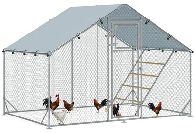 Produktbild von PawHut Hühnerstall Freilaufgehege aus Stahl, 3 x 2 x 1,95 m für 6-8 Hühner