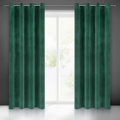 Obrázok produktu pre Design 91, Zamatový záves s krúžkami - Ria, tmavozelený 140 x 250 cm