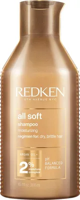 Produktbild von Redken All Soft Shampoo, Frauen, Professionell, Shampoo, Sprödes Haar, trockenes Haar, Alle Farben, 300 ml