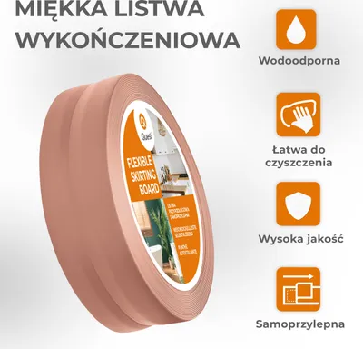 Zdjęcie produktu dla QUEST Listwa wykończeniowa PCV 30x30mm, 15m, samoprzylepna, elastyczna, miękka taśma dekoracyjna, jasnobrązowa, jasnobrązowy