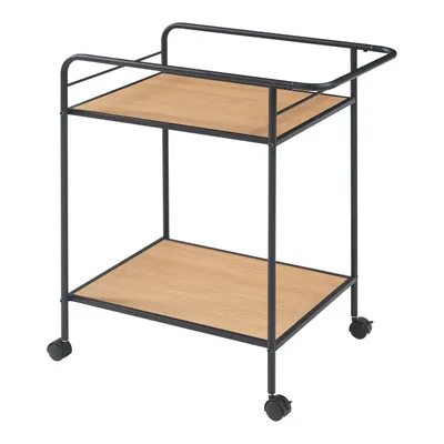 Produktbild von Servierwagen ’Hole’ mit 2 Ablagen 72 x 62 x 45 cm Schwarz/Eiche-Optik