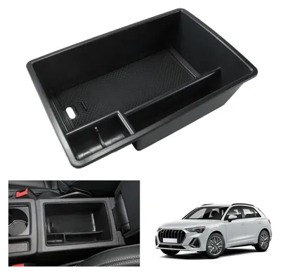 Immagine prodotto di Contenitore portaoggetti per la console centrale, compatibile con Audi Q3 F3 dal 2019 al 2025, realizzato in ABS, colore nero