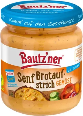 A jar of Bautz'ner Senf Brotaufstrich mit Gemuese.