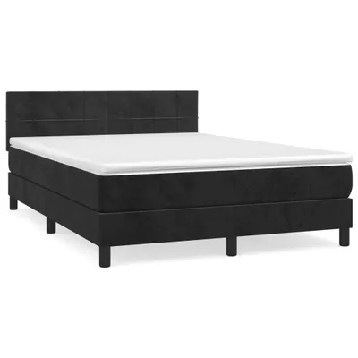 Produktbild von vidaXL Boxspringbett mit Matratze Schwarz 140x190 cm Samt
