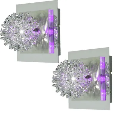 Produktbild von 2er Set Wandleuchte, Deko LED, Kugelgeflecht, chromfarben, B 17 cm