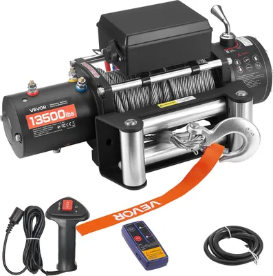 Obrázok produktu pre VEVOR elektrický lanový navijak, 6100 kg, 12 V DC elektrický navijak s 24 m káblom, bezdrôtové a káblové diaľkové ovládanie, IP55 terénny navijak na ťahanie SUV, džípov, prívesov, lodí, terénnych vozidiel