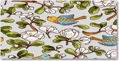Produktbild von Tulup® Glas-Bild - 100x50 -Wandkunst - Wandbild hinter gehärtetem Sicherheitsglas  - Tiere - Blumen und Vögel - Mehrfarbig