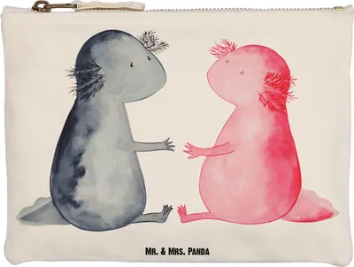 Produktbild von Mr. & Mrs. Panda kosmetiktäschchen Axolotl Liebe Grösse XL Große - Weiß - Geschenk, Waschtasche, aufbewahrungstasche, Lurch, Etui, Mäppchen, Verliebt, Pouch